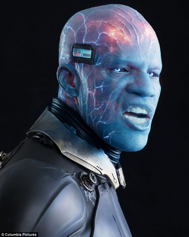 Unrecognisable: Jamie Foxx is seen in the first official image of himself as villain Electro in the upcoming The Amazing Spider-Man 2 movie